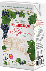 КУБАНСКОЕ Красное красное сухое Т/пак с крышкой 1л 9%*12
