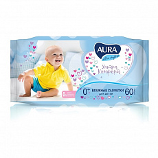 Влажные салфетки AURA 60шт Ultra Comfort деткие